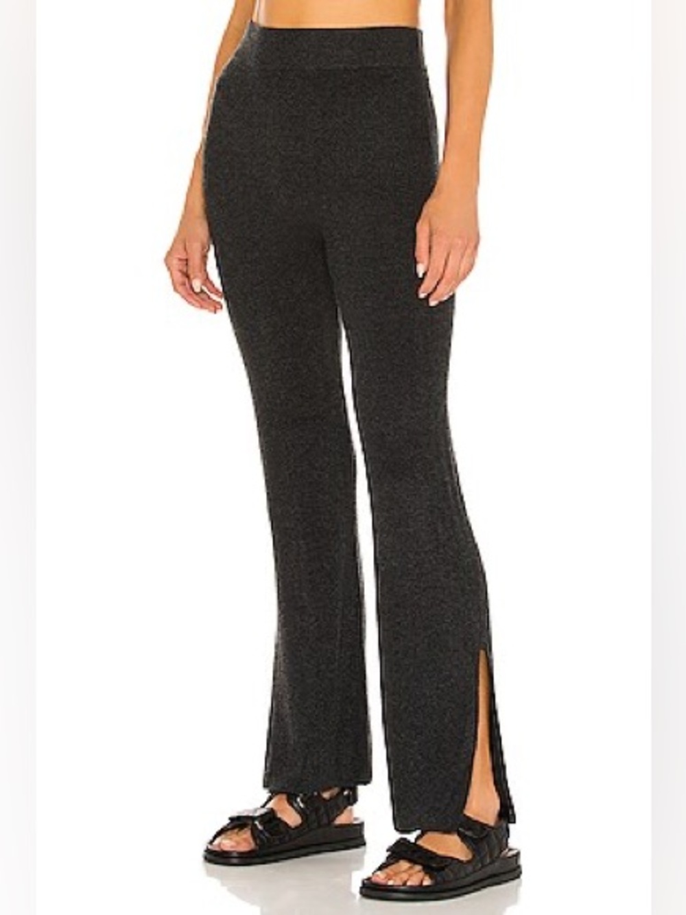Le Ore Lodi ribbed knit flare pants side slit size medium